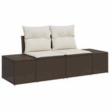 Garden Sofa with Cushion Brown 123 x 62 x 69cm Poly Rattan 42006803