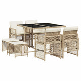 9 Piece Garden Dining Set with Cushions Beige Poly Rattan 3210778