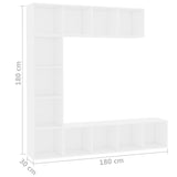 3 Piece Book/TV Cabinet Set White 180x30x180 cm 278788