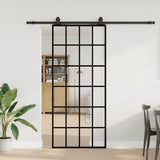 Sliding Door with Hardware Set Black 90x205 cm ESG Glass 3375934
