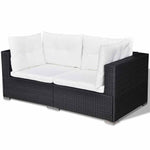 6 Piece Garden Lounge Set with Cushions Poly Rattan Black 42743