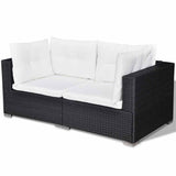 6 Piece Garden Lounge Set with Cushions Poly Rattan Black 42743