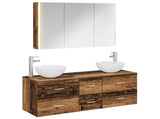 Bathroom Furniture Set 4 pcs Old Wood Engineered Wood and Glass 3406749