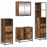Bathroom Furniture Set with Door 4 pcs Old Wood Engineered Wood 3402375