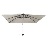 Cantilever Garden Parasol with LED Lights and Aluminium Pole 400x300 cm Sand 47004