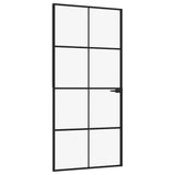 Interior Door Black 93x201.5 cm Tempered Glass&Aluminium 153664