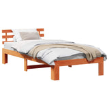 Bed Frame with Headboard Wax Brown 100 x 200 cm Solid Pine Wood 872625