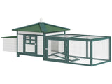 Chicken Coop, Small Animal Pet cage w/ Nesting Box, Wooden Outdoor Run, Green T3398P548004