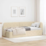 Corner Bed Frame with Headboard Cream 80 x 200 cm Fabric 42016485