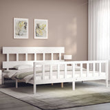 Bed Frame without Mattress White 200x200 cm Solid Wood Pine 3193357