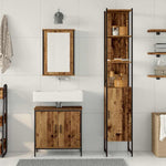 Bathroom Furniture Set with Door 3 pcs Brown 33 x 33 x 185.5 cm 3332551