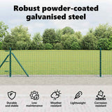 Fence Post with Concrete Base 52 pcs Green Powder-Coated Steel 3350218