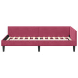 Corner Bed Frame with Headboard Wine Red 90 cm x 190 cm Velvet 42016148