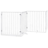Dog Gate with Door Foldable 12 Panels White 960 cm Poplar Wood 3155568
