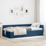 Corner Bed Frame with Headboard Blue 90 cm x 200 cm Velvet 42016050