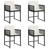 Garden Chairs with Cushions 4 pcs Black Poly Rattan 365017