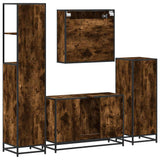 ZNTS 4 Piece Bathroom Furniture Set Smoked Oak Engineered Wood 3301282