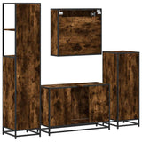 4 Piece Bathroom Furniture Set Smoked Oak Engineered Wood 3301282