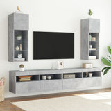 TV Cabinets with LED Lights 2 pcs Concrete Grey 30.5x30x90 cm 837008