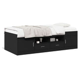 ZNTS Daybed with Drawers without Mattress Black 100x200 cm 3280238