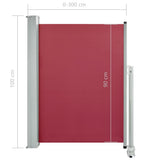 Patio Retractable Side Awning 100x300 cm Red 48342