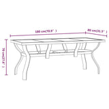 Garden Table Black 180x80x70 cm Steel and Glass 318769