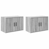 ZNTS Garage Wall Cabinets 2 pcs Grey Sonoma Engineered Wood 860654