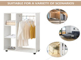 Open Wardrobe on Wheels, Bedroom Wardrobe with Clothes Hanging Rail, 3 Storage Shelves, Mobile T3398P328079