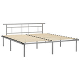 Bed Frame Grey Metal, Plywood 200x200 cm Modern Bed Frame 324840