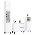 ZNTS 3 Piece Bathroom Cabinet Set White Engineered Wood 3185543