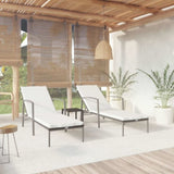 Sun Loungers 2 pcs with Table Poly Rattan Black 317643
