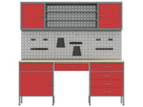 Work Cabinet with Drawer 8 pcs Red Engineered Wood and Steel 3321467