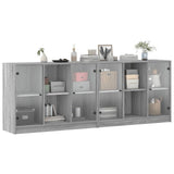 Bookcase with Doors Grey Sonoma 204x37x75 cm Engineered Wood 3206536