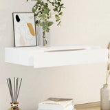 White MDF Floating Wall Display Shelf 1 Drawer Book/DVD Storage 242187