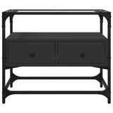 TV Cabinet with Glass Top Black 60x35x51 cm Engineered Wood 846054