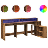 Desk with LED Lights Old Wood 200x104x91 cm Engineered Wood 3309472