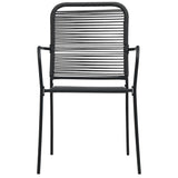 Garden Dining Set Black Powder-coated steel, glass, cotton rope 3060208