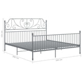Bed Frame Grey Powder-coated metal Super King Durable Bed Frame 324858