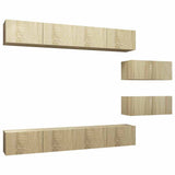 6 Piece TV Cabinet Set Sonoma Oak Engineered Wood 3079043