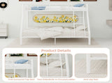 White metal bunk bed with bunk beds, suitable for adults and children, equipped with ladder safety W3987P434158