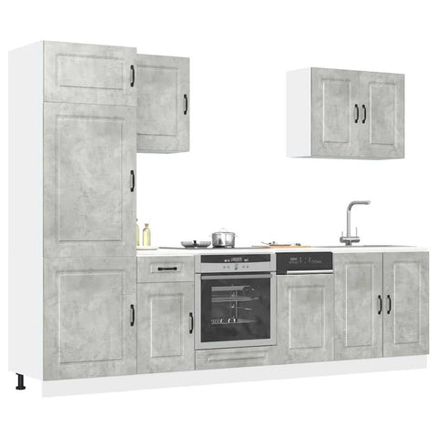 ZNTS 7 Piece Kitchen Cabinet Set Kalmar Concrete Grey Engineered Wood 3314765