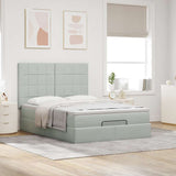 ZNTS Ottoman Bed with Mattresses Light Grey 140x200cm Velvet 3313475