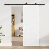 Sliding Door White and Black 78 x 202 cm Solid Pine Wood 3333359