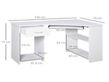 L-Shaped Corner Computer Desk w/ 2 Shelves Wide Worktop Keyboard Tray Drawer & CPU Stand Home Office T3398P344442