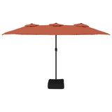 Double-Head Garden Parasol with LEDs Terracotta 449x265 cm 362958
