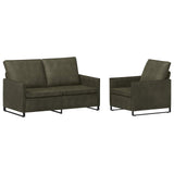 Sofa Set 2 pcs Army Green Faux Suede Fabric 3433125