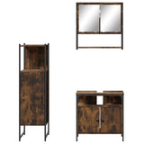 3 Piece Bathroom Furniture Set Smoked Oak Engineered Wood 3214697