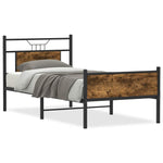 Bed Frame without Mattress Smoked Oak 75x190 cm Small Single Engineered Wood 4106916