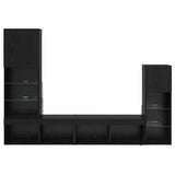 TV Wall Units Wall-mounted 4 pcs Black Oak Engineered Wood 3402946