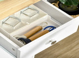 Sideboard with Rubber Wood Top, Modern Storage Cabinet, Kitchen Cupboard with Doors, Drawers and T3398P330527